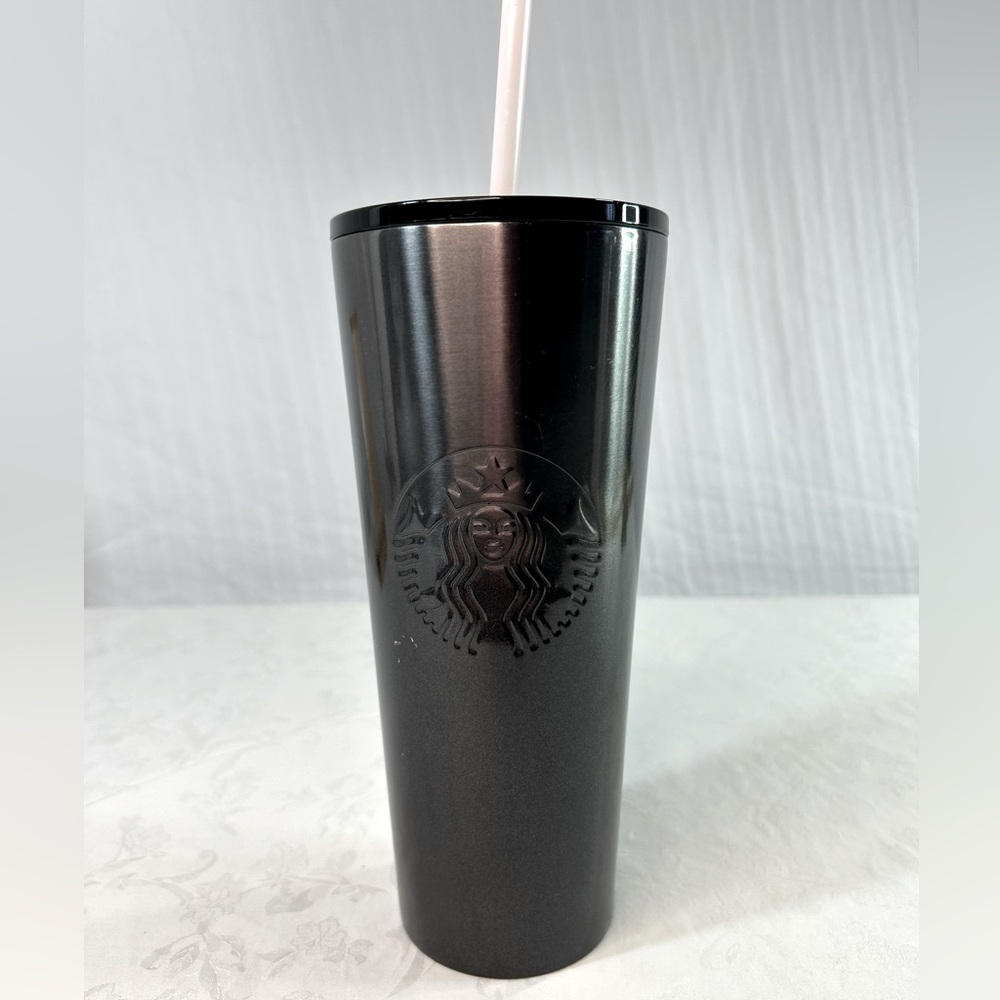 Starbucks 2019 24 oz Stainless Steel Frosted Black Glitter Tumbler Cold Cup Mug